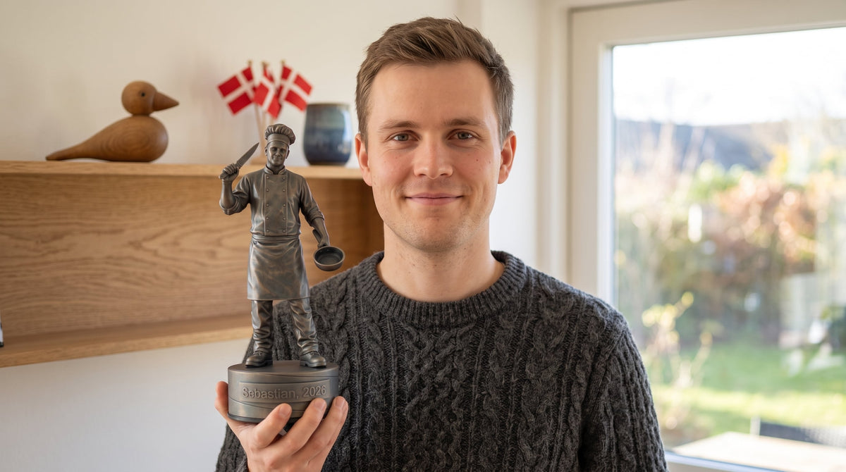 Svendegave til kok — personlig håndværkerfigur fra Udlært