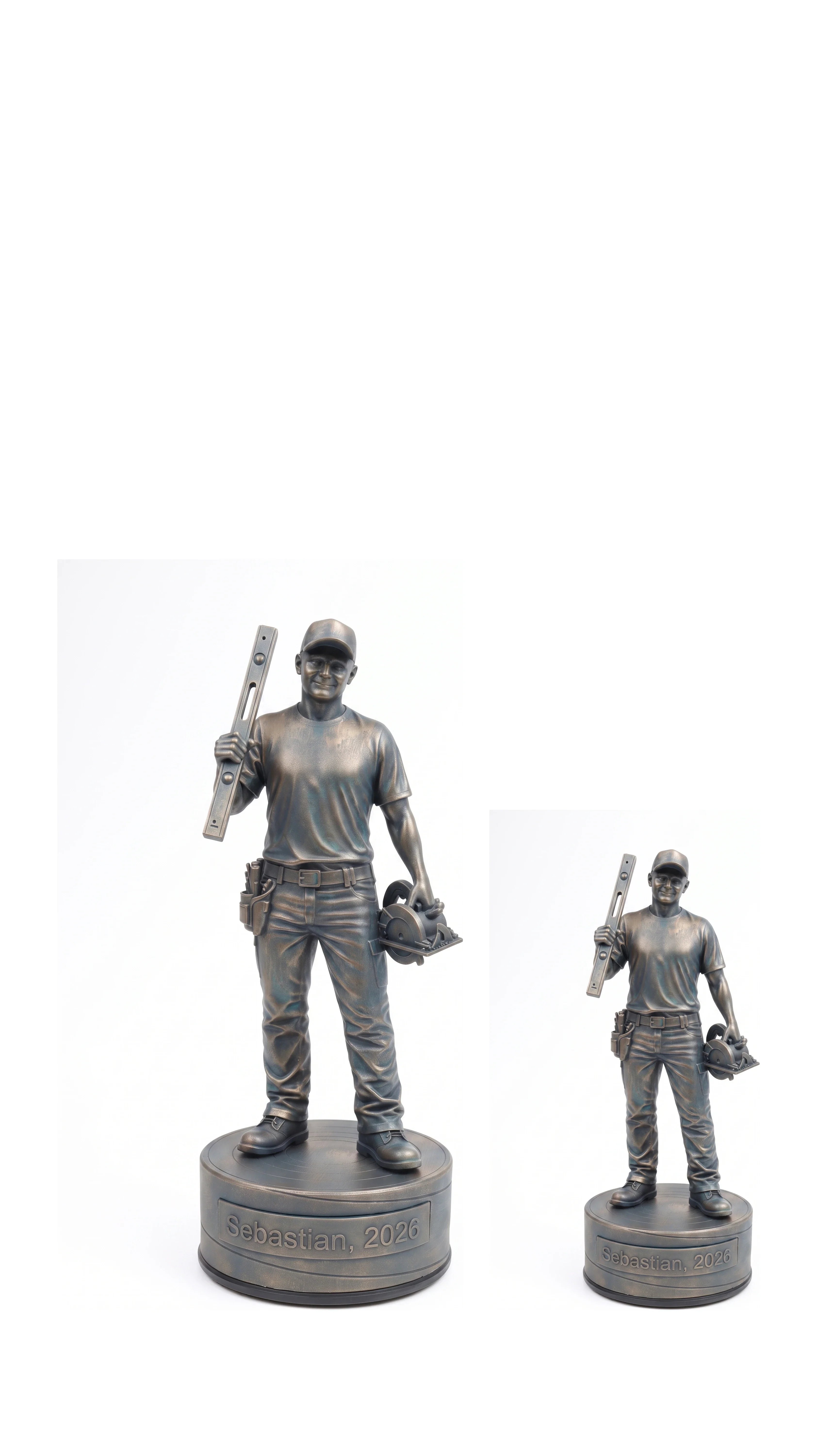 Bygningssnedkerfigur han – duo, hvid baggrund