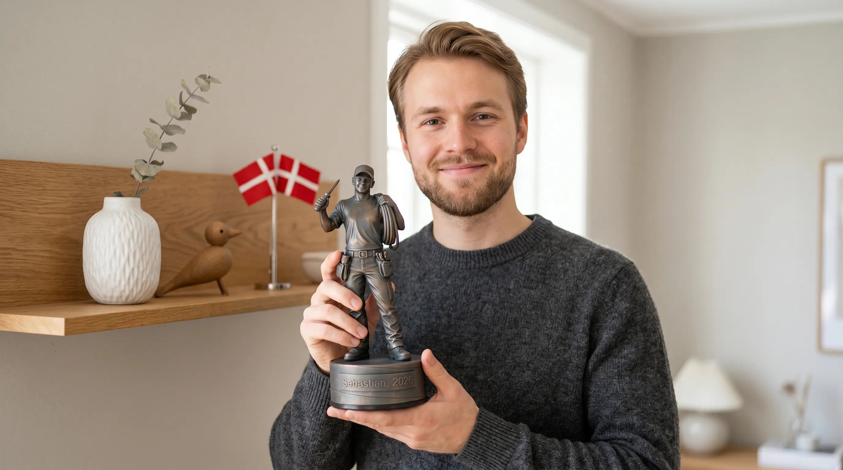 Svendegave til energimontør – mandlig figur – Udlært
