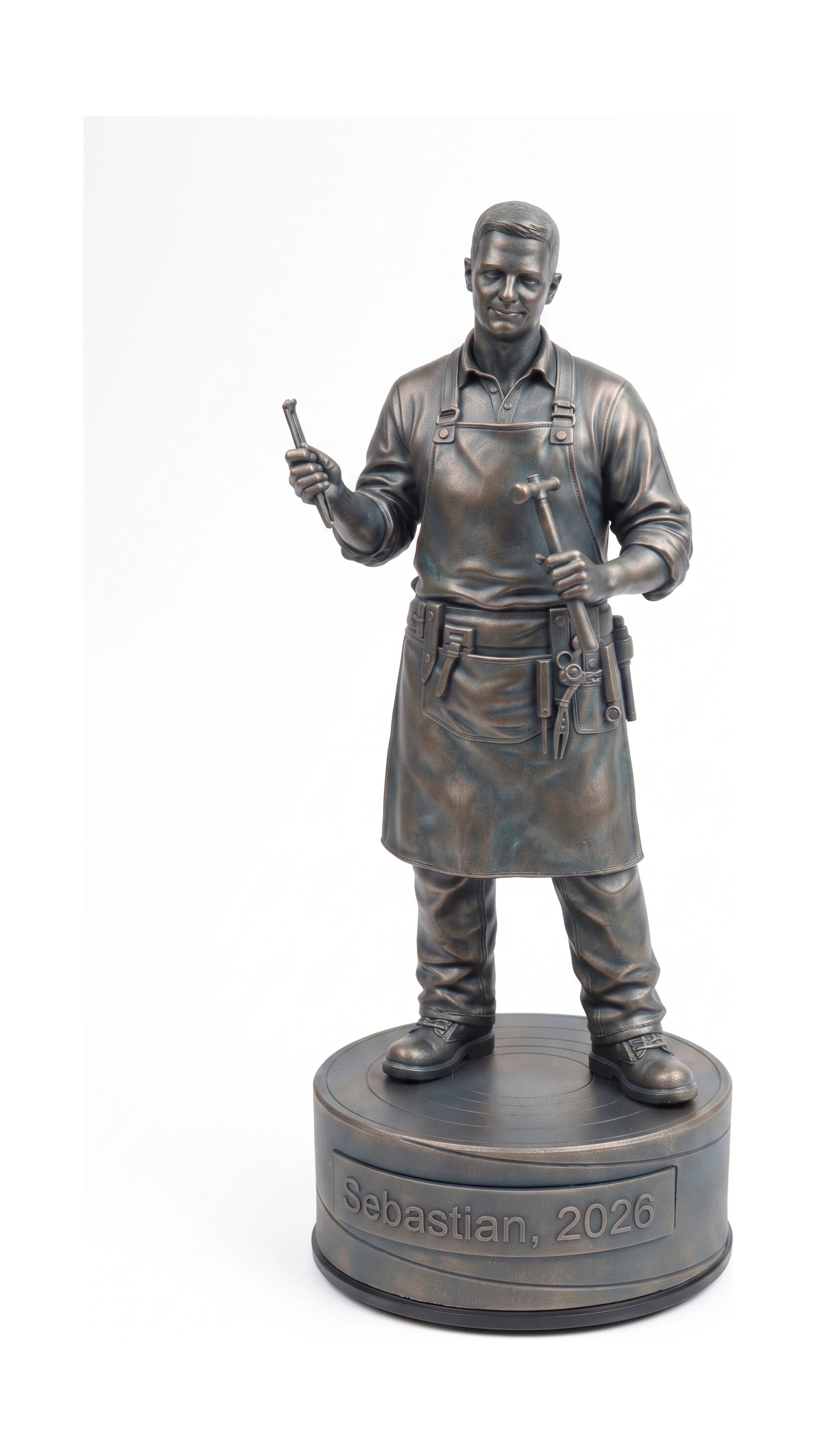 Guldsmedfigur han – hvid baggrund, stående