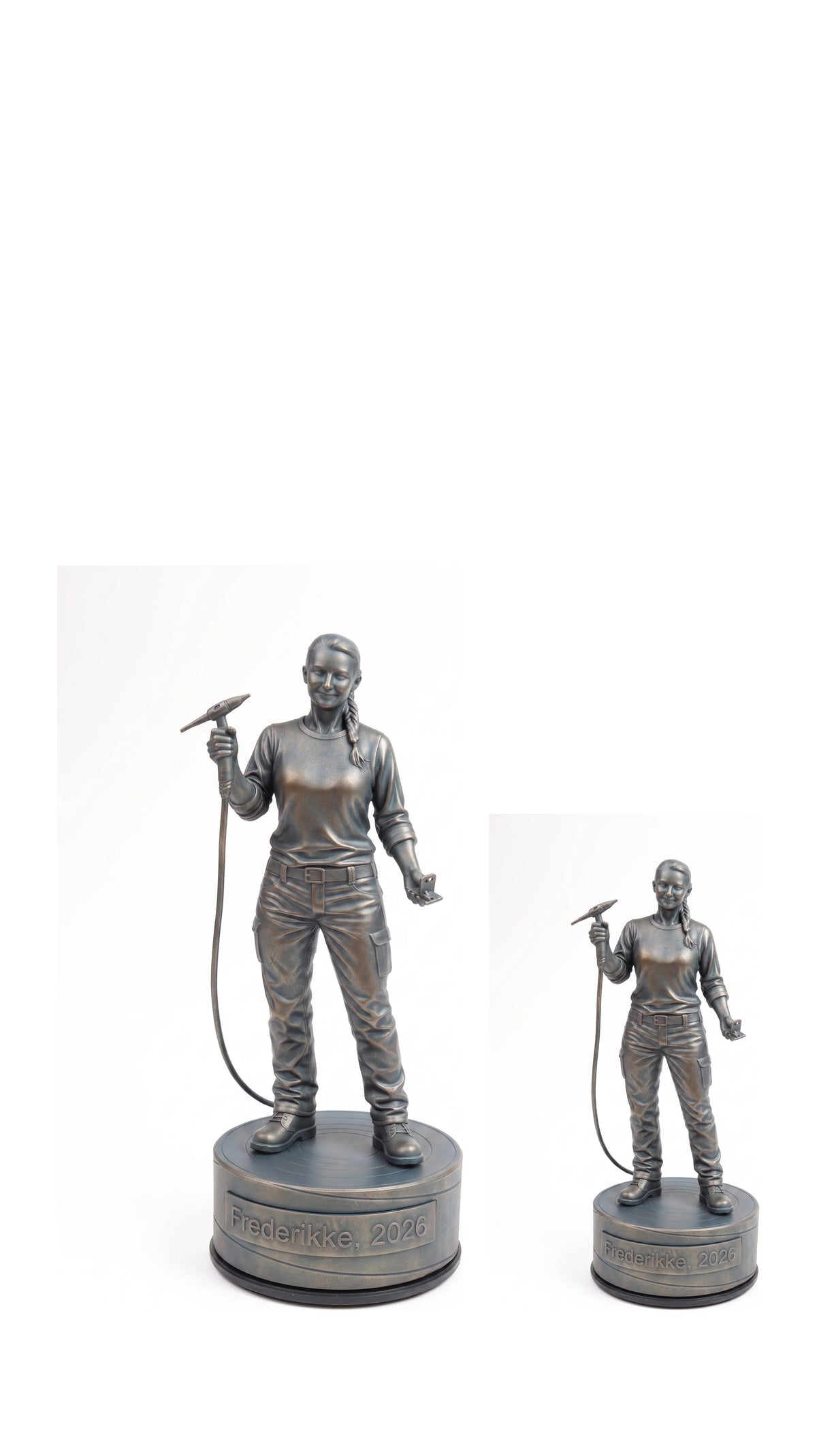Klainsmedfigur hun – duo, hvid baggrund