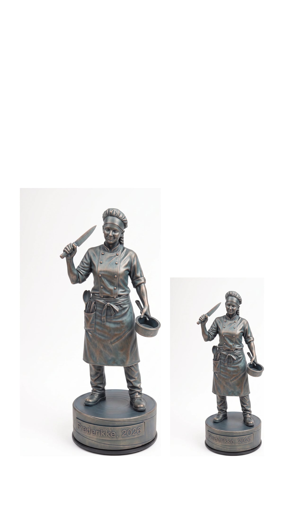 Kokfigur hun – duo, hvid baggrund
