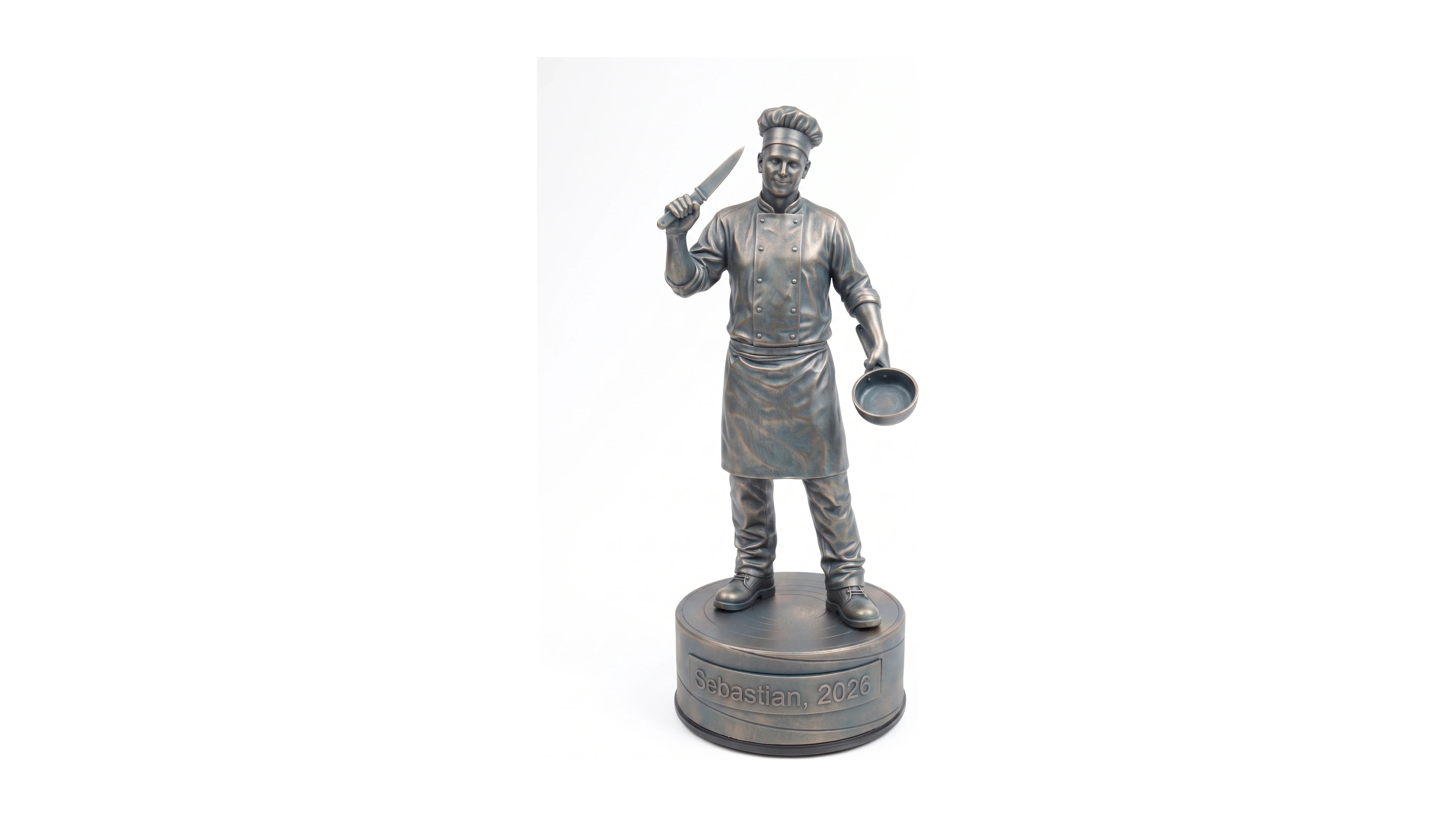 Kokfigur han – hvid baggrund, liggende