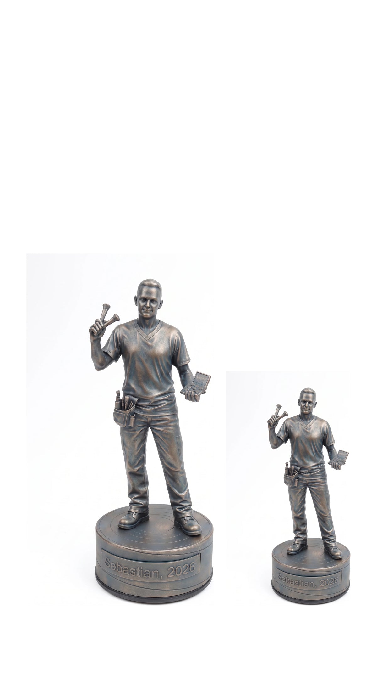 Kosmetikerfigur han – duo, hvid baggrund