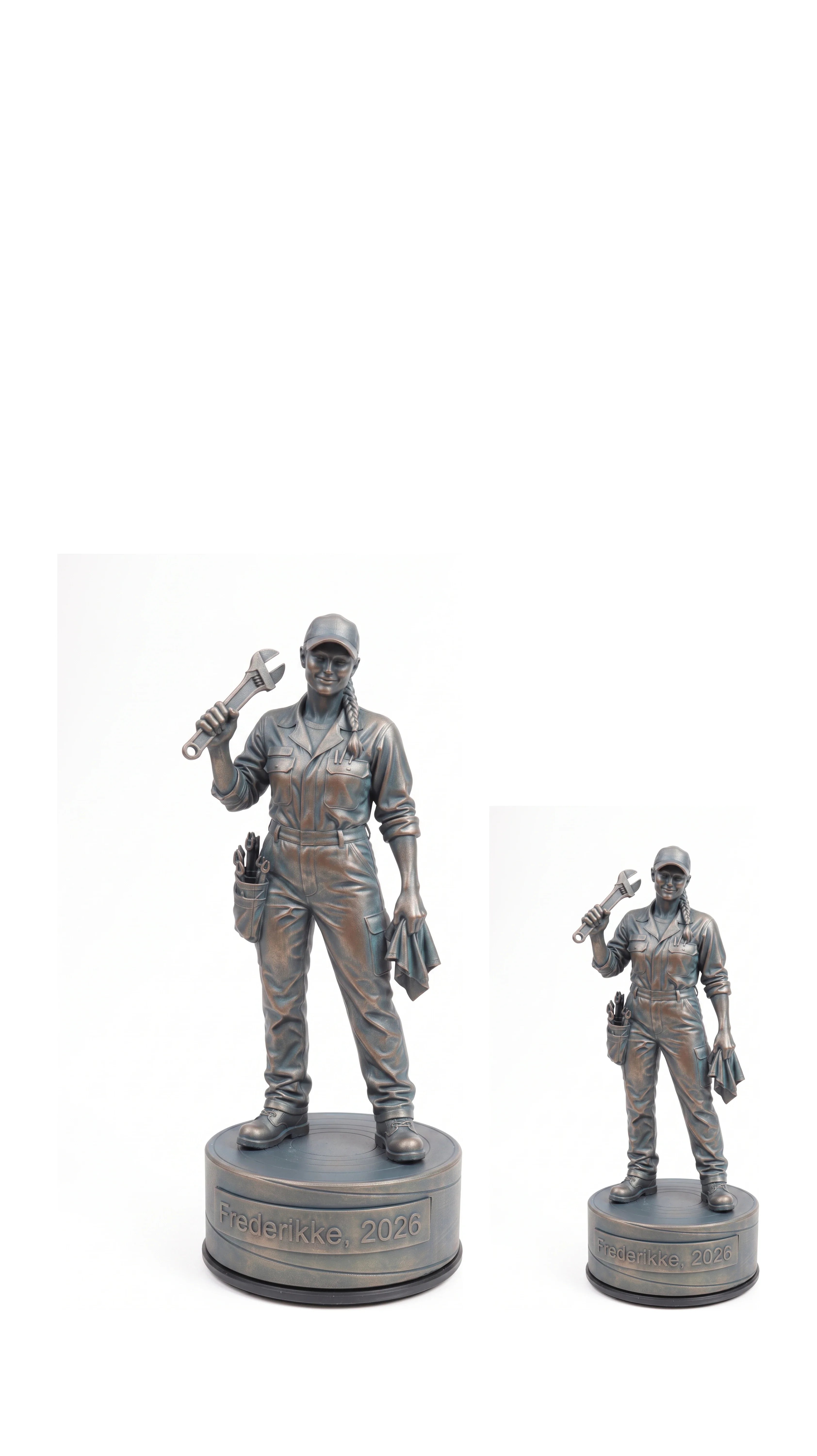 Lastbilsmekanikerfigur hun – duo, hvid baggrund