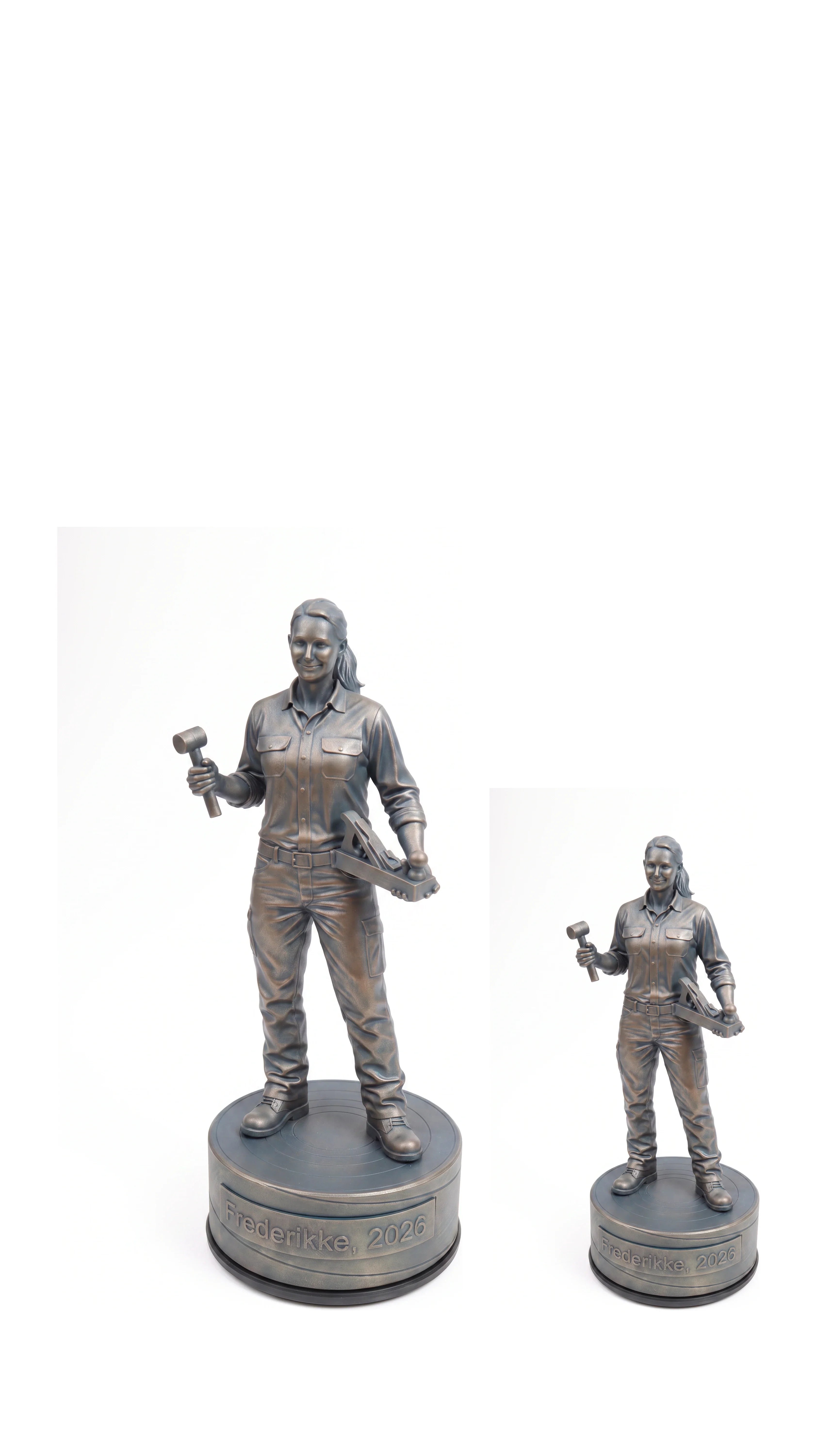 Møbelsnedkerfigur hun – duo, hvid baggrund