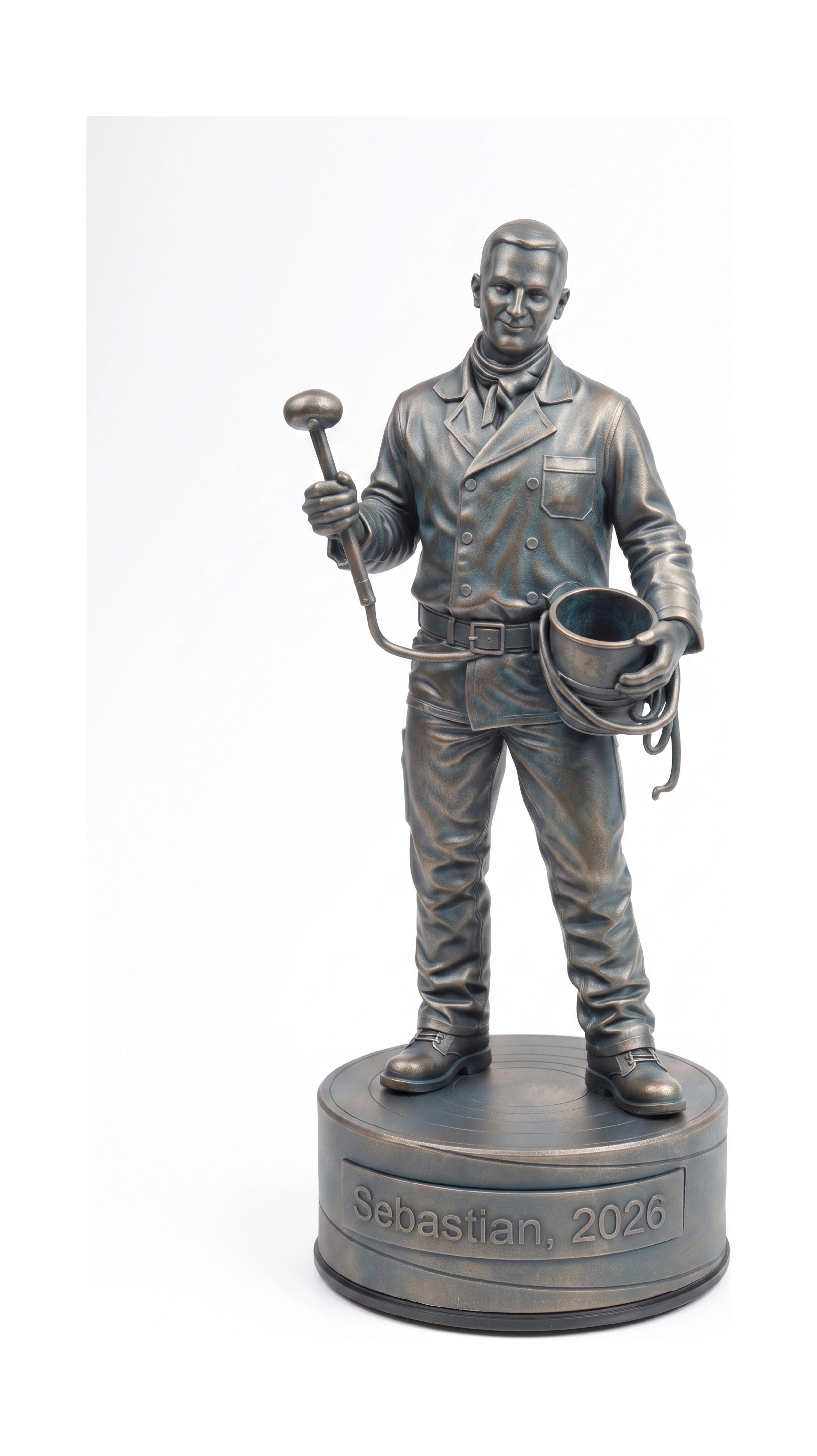Skorstensfejerfigur han – hvid baggrund, stående