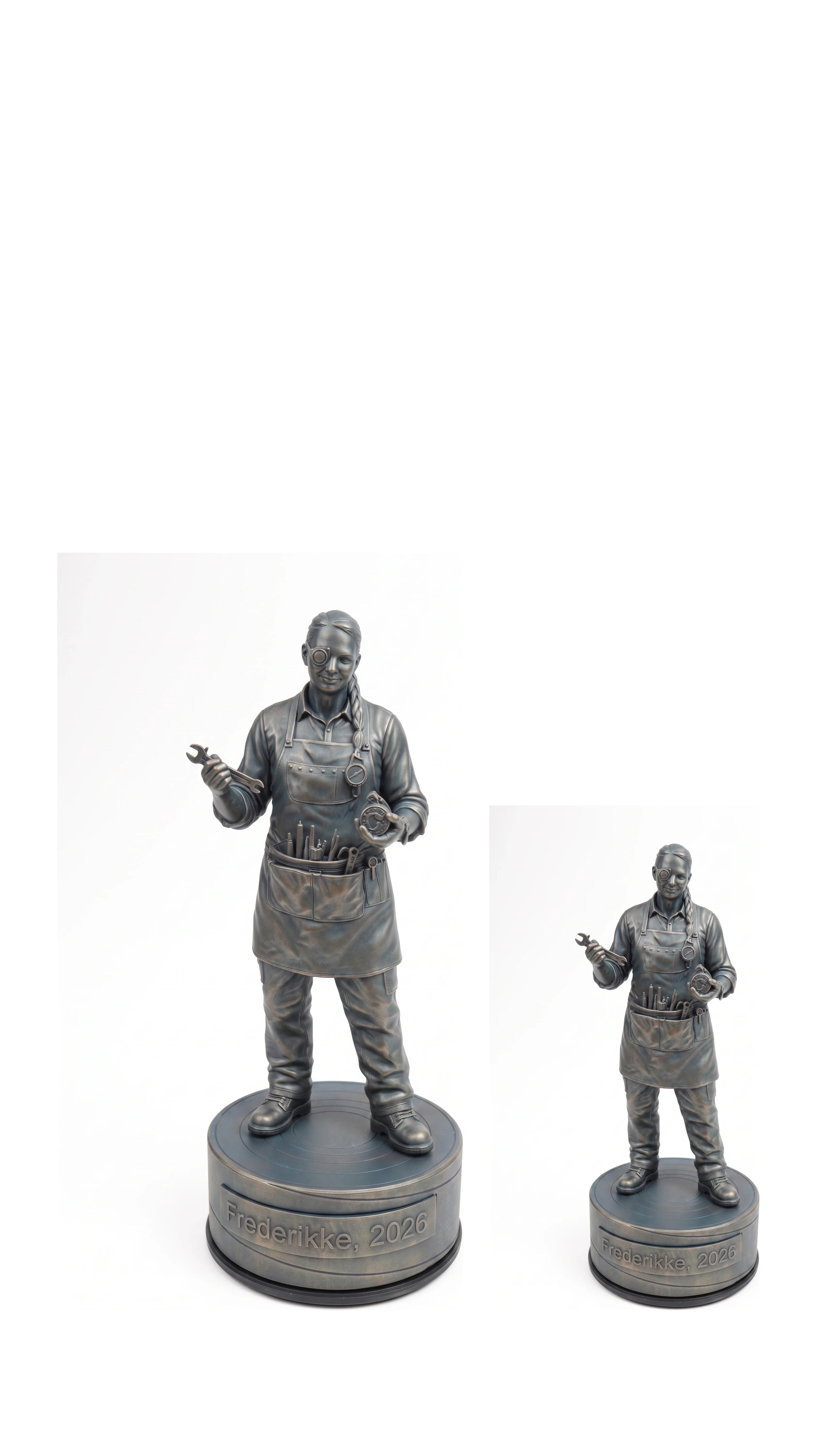 Urmagerfigur hun – duo, hvid baggrund