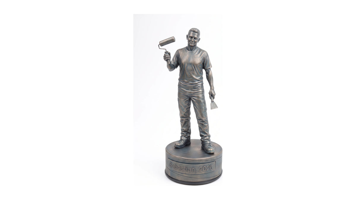 Bygningsmalerfigur han – hvid baggrund, liggende