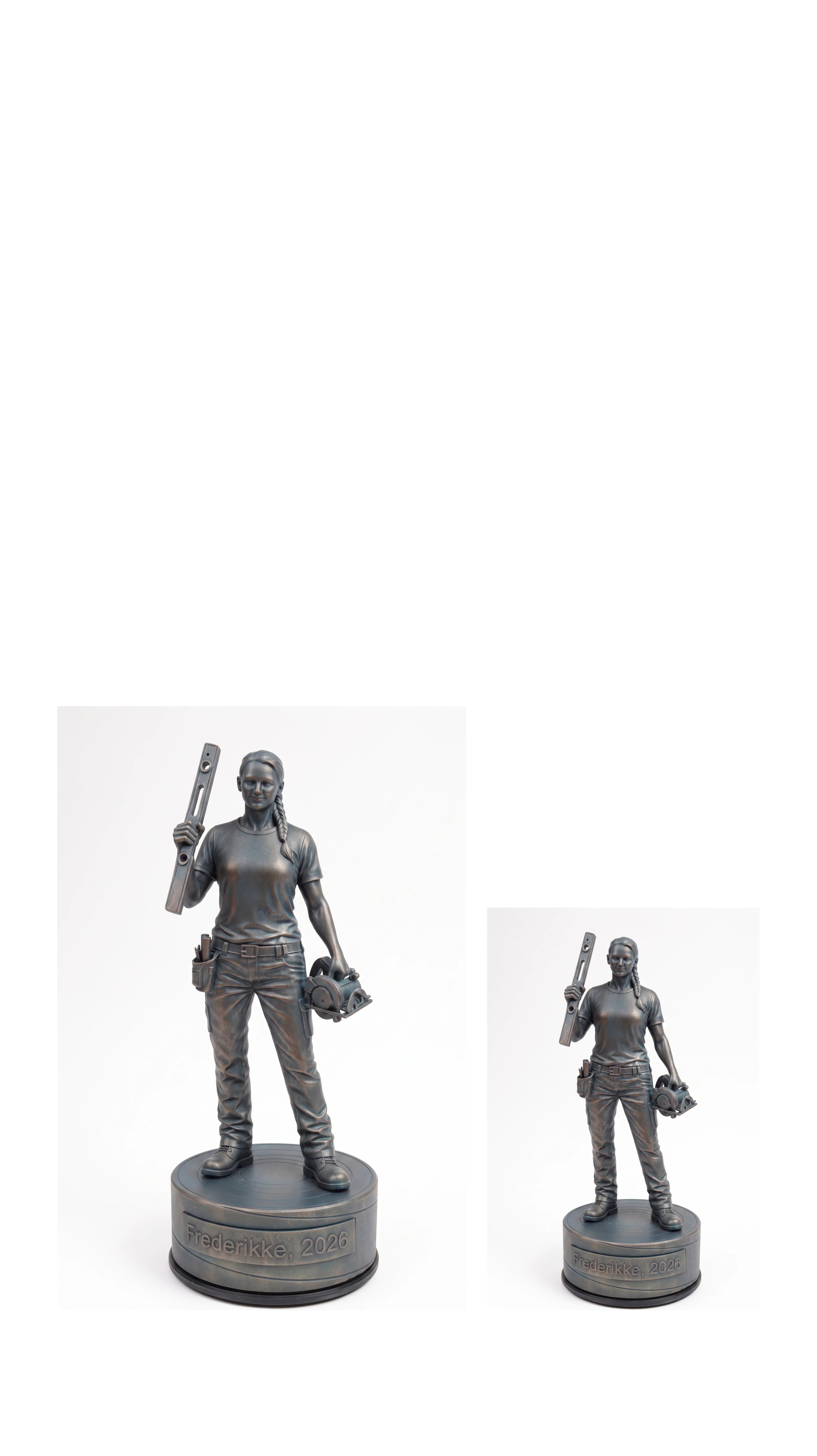 Bygningssnedkerfigur hun – duo, hvid baggrund
