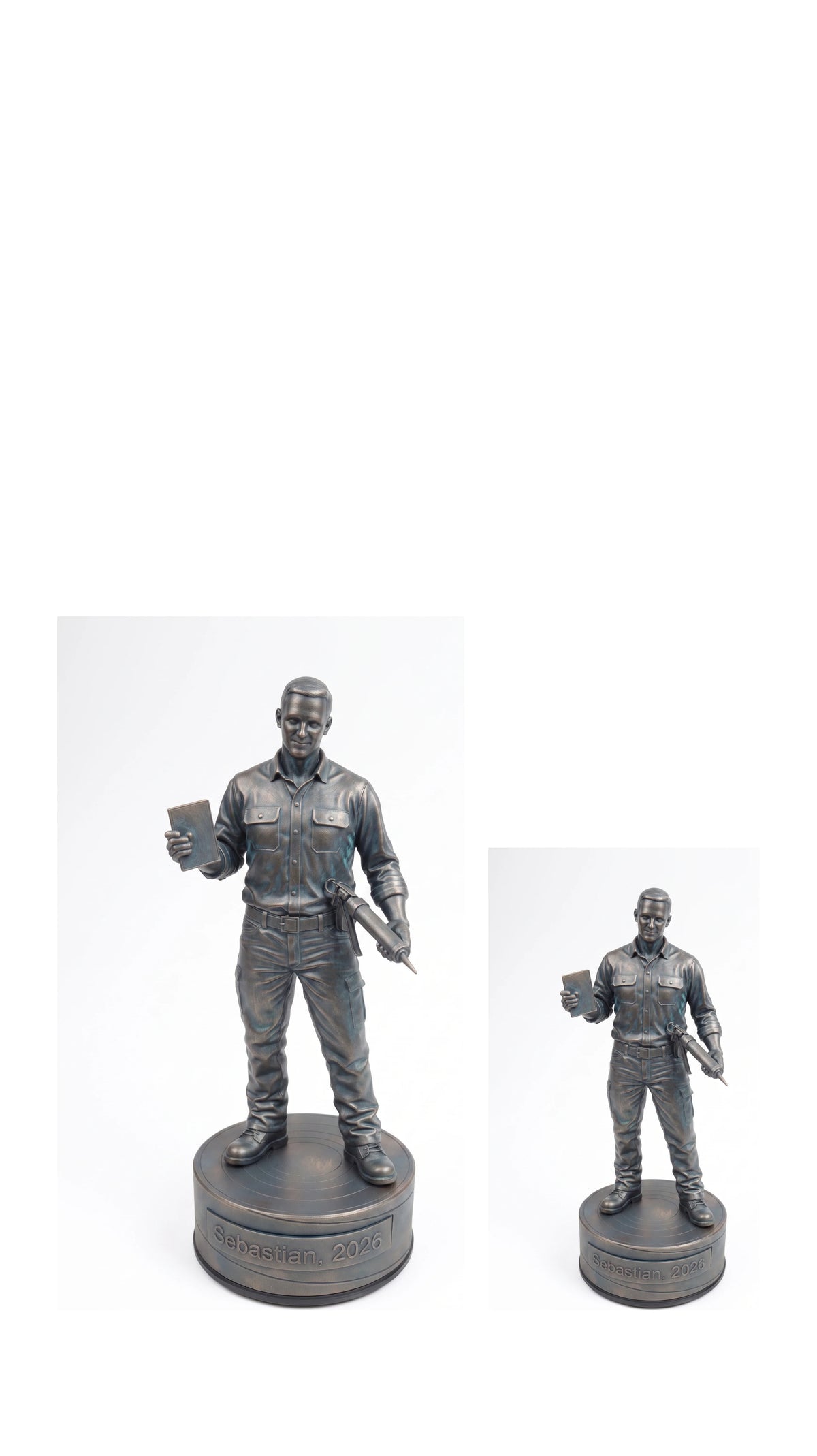 Glarmesterfigur han – duo, hvid baggrund