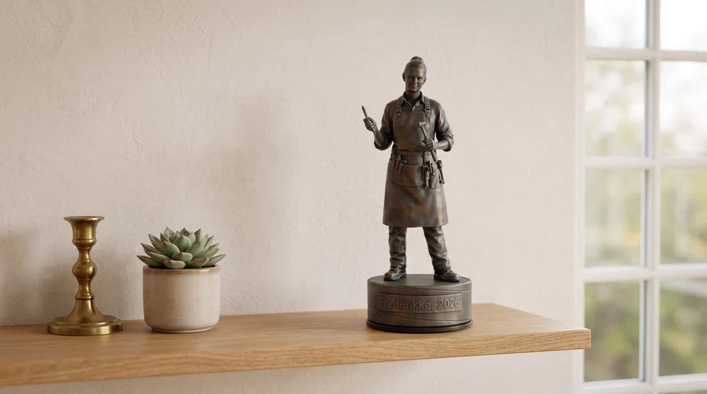Guldsmedfigur hun – scene, hylde