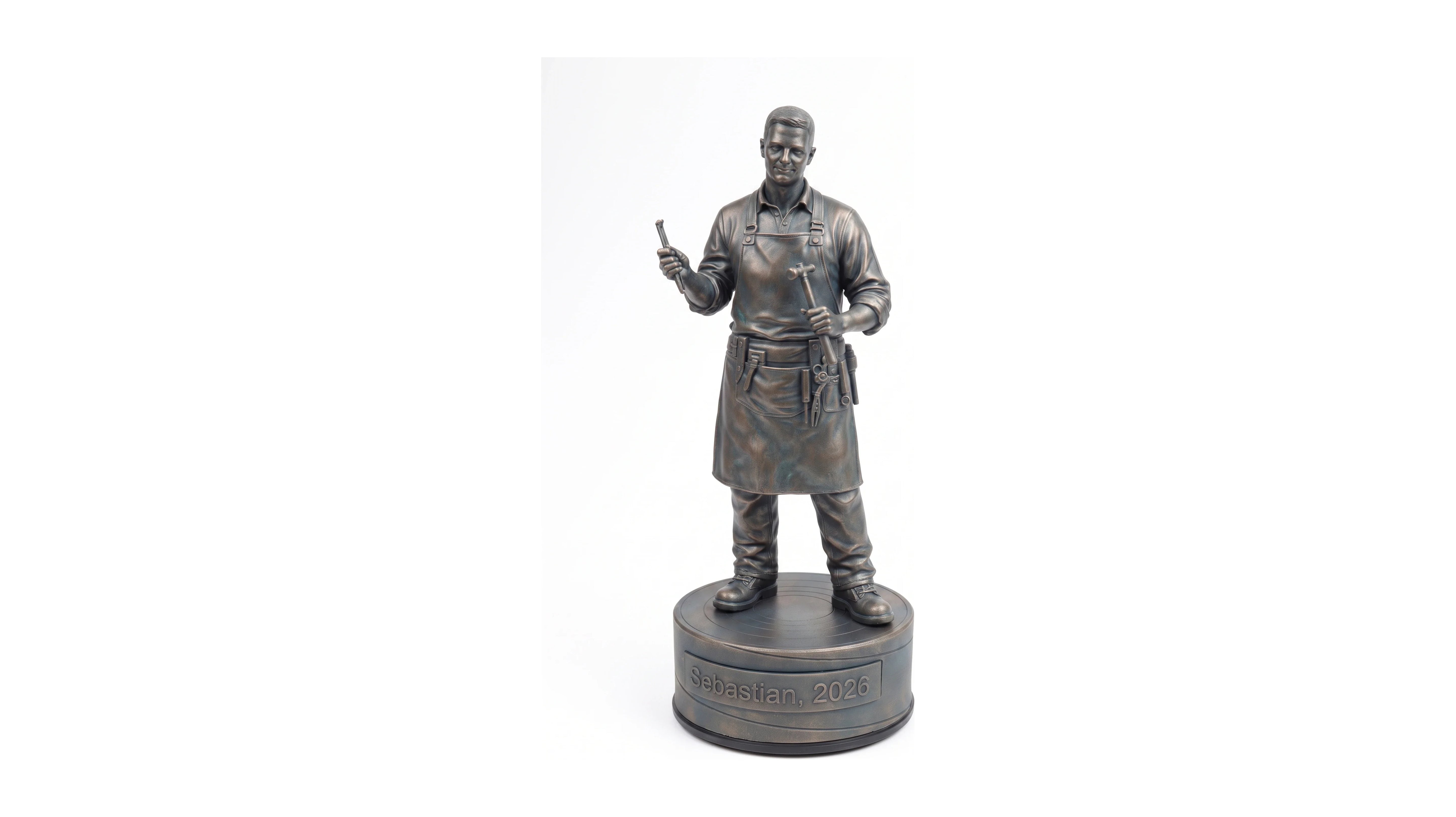 Guldsmedfigur han – hvid baggrund, liggende
