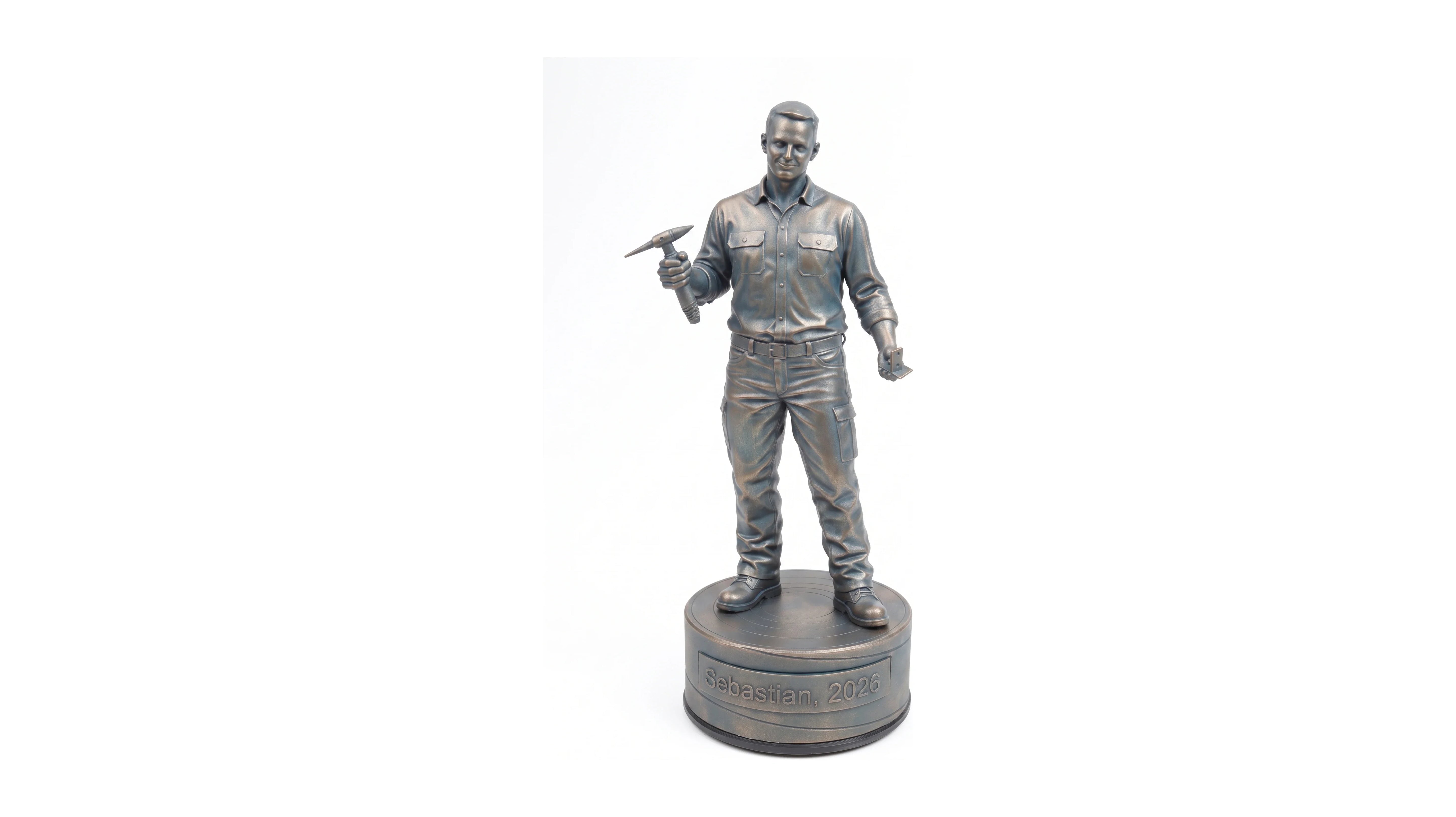 Klainsmedfigur han – hvid baggrund, liggende