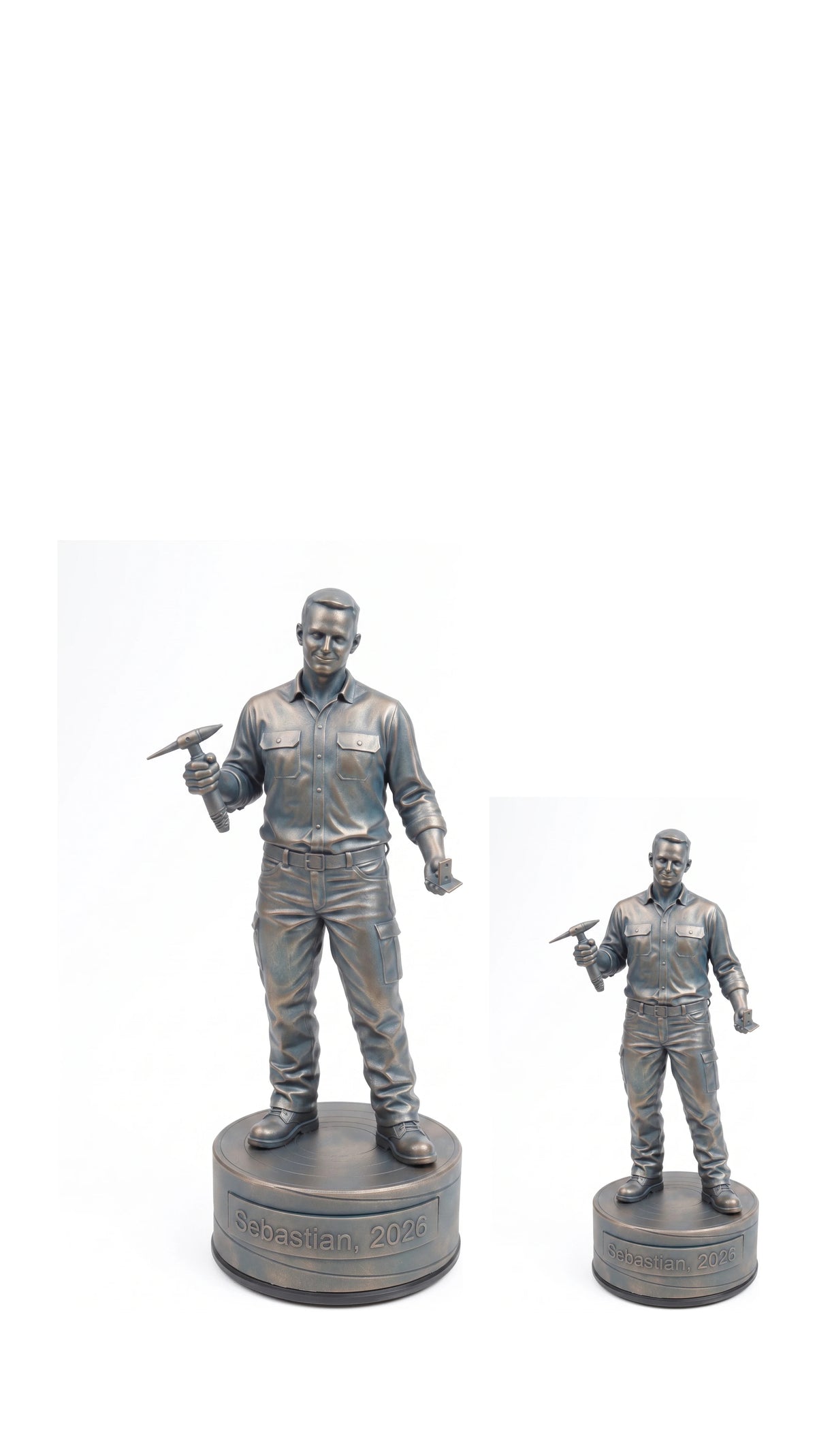 Klainsmedfigur han – duo, hvid baggrund