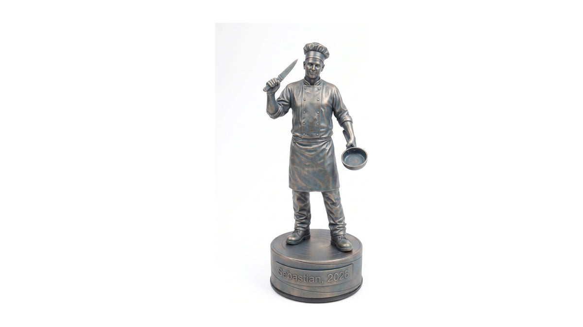 Kokfigur han – hvid baggrund, liggende