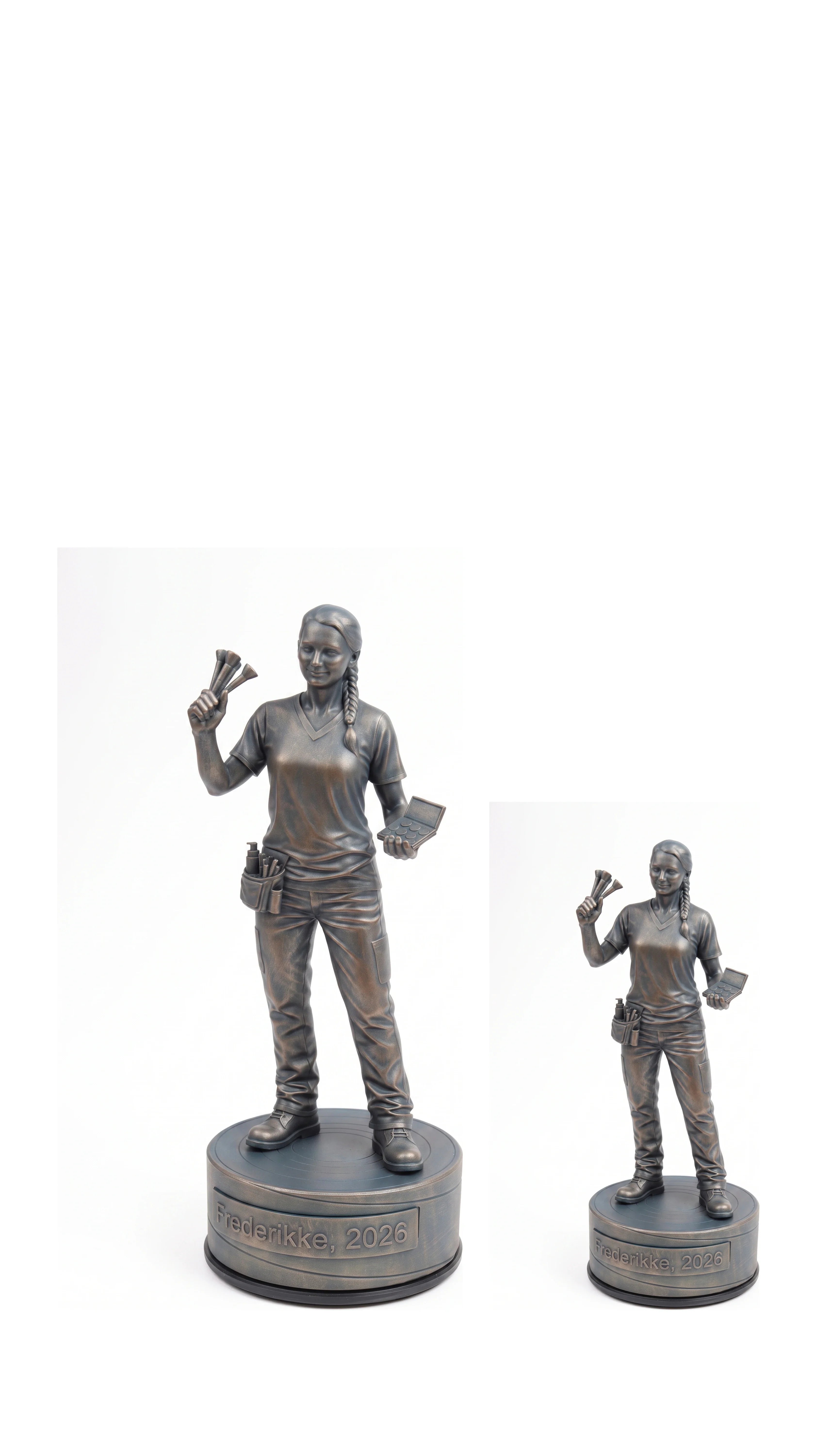 Kosmetikerfigur hun – duo, hvid baggrund