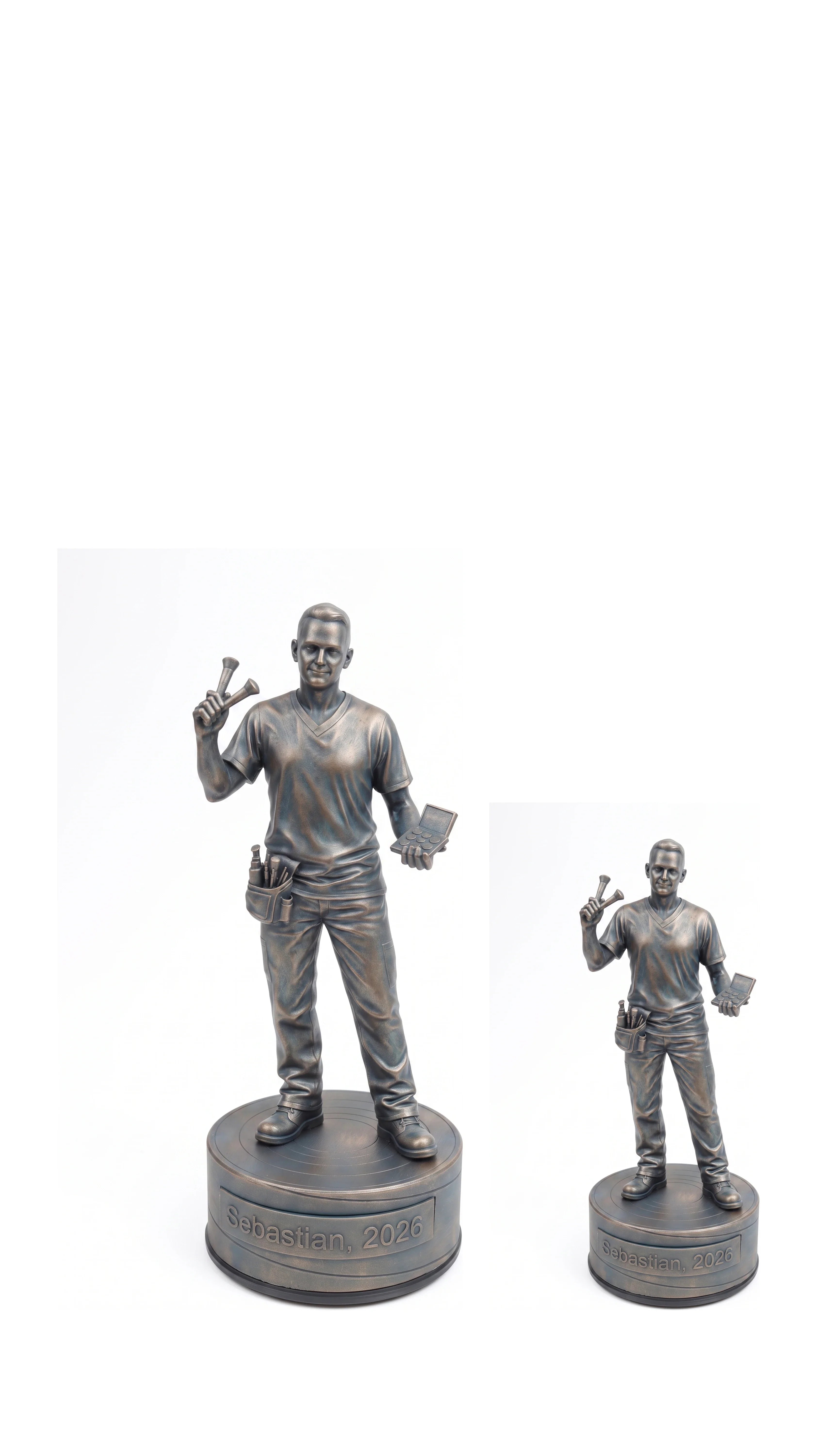 Kosmetikerfigur han – duo, hvid baggrund