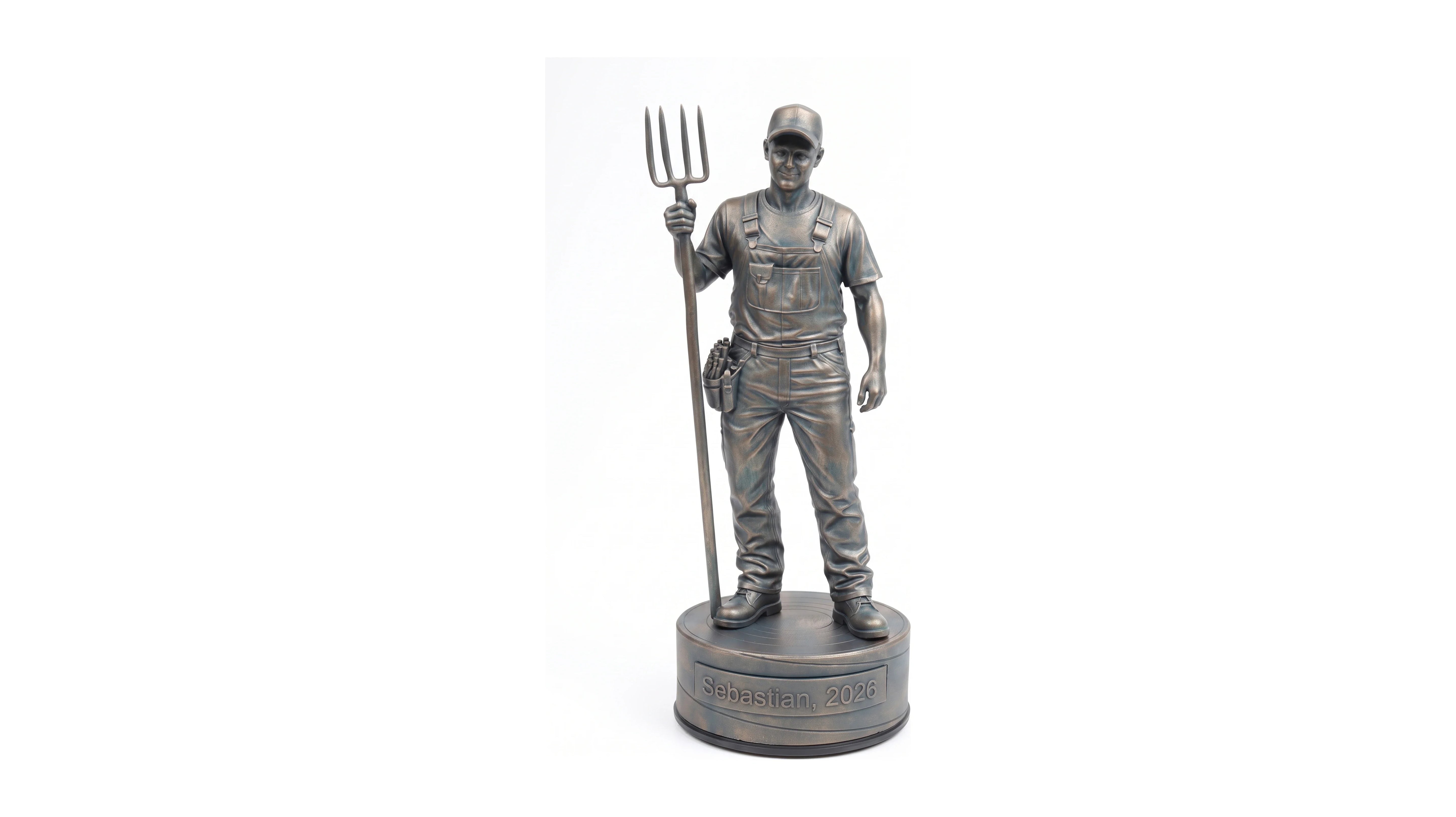 Landmandfigur han – hvid baggrund, liggende