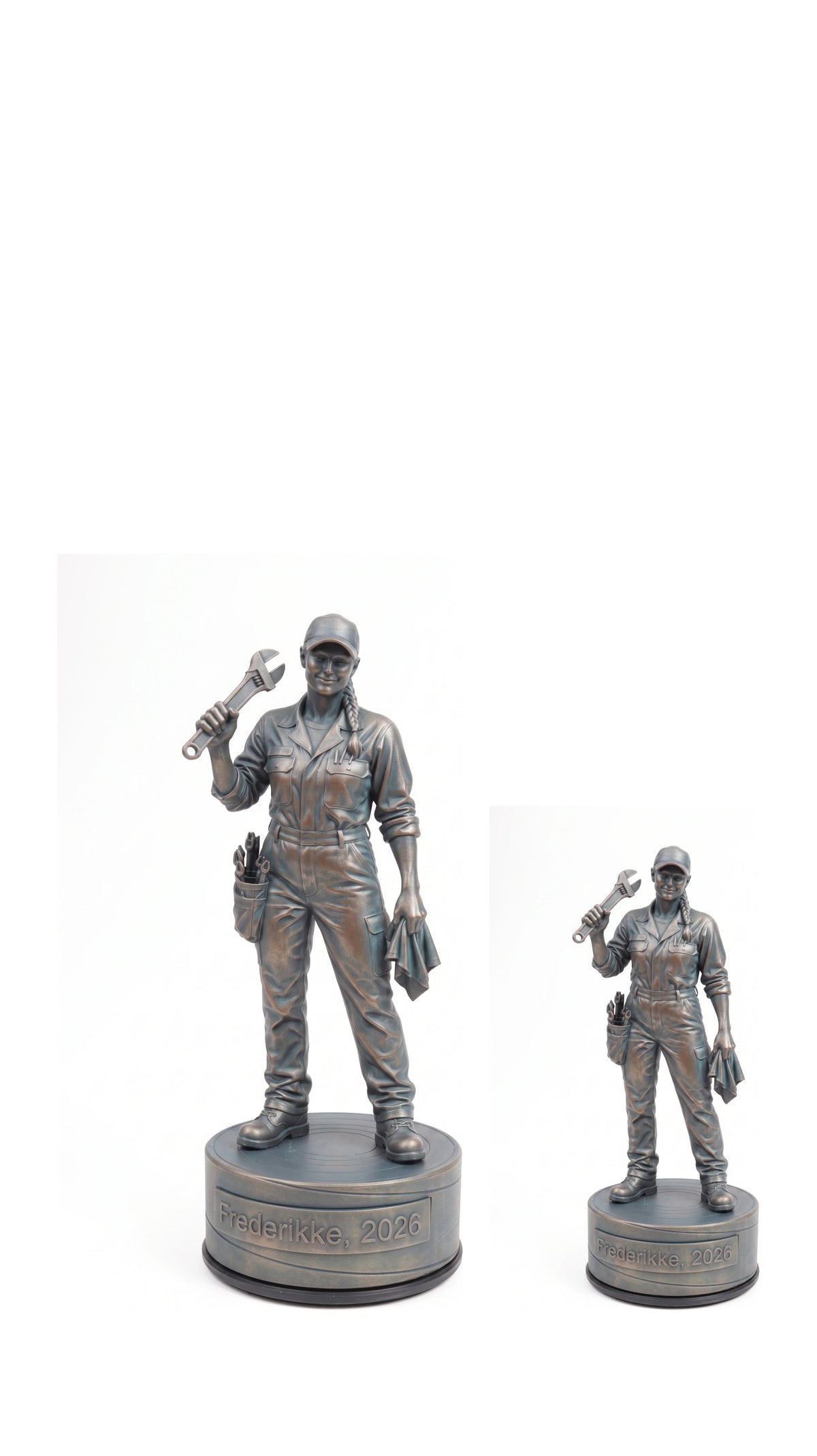 Lastbilsmekanikerfigur hun – duo, hvid baggrund