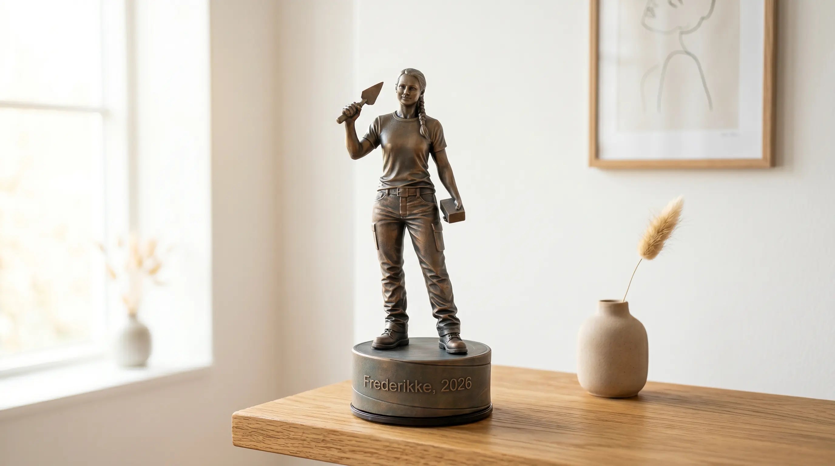 Svendegave til murer – kvindelig figur – Udlært