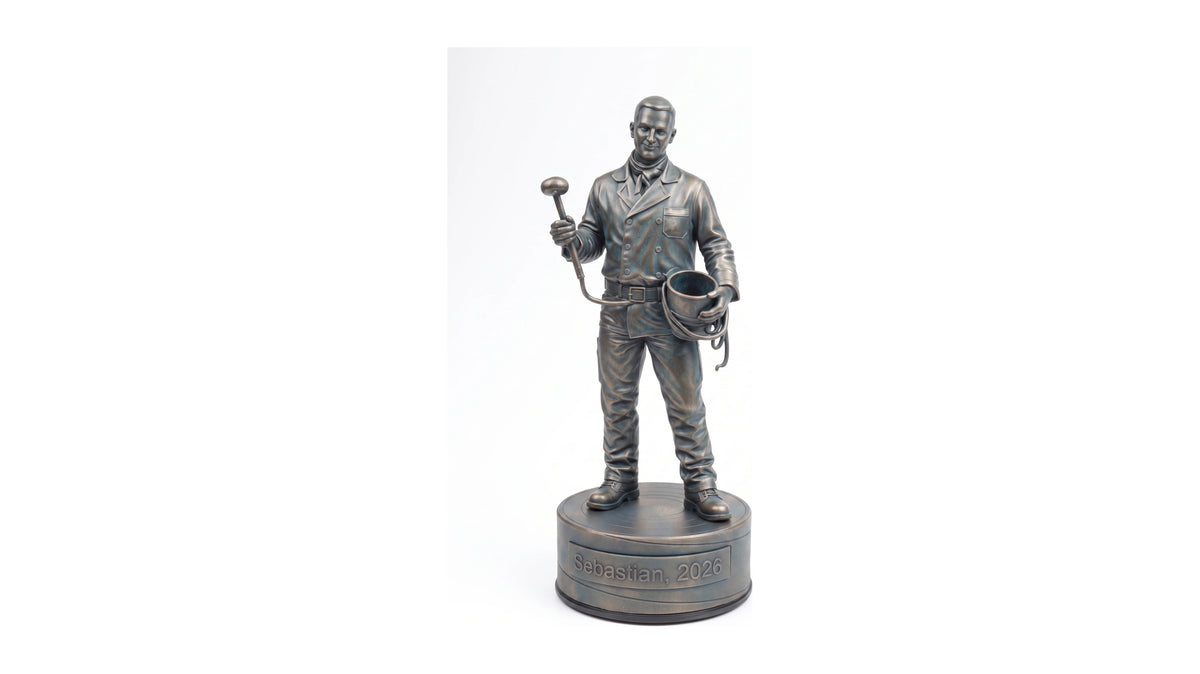 Skorstensfejerfigur han – hvid baggrund, liggende
