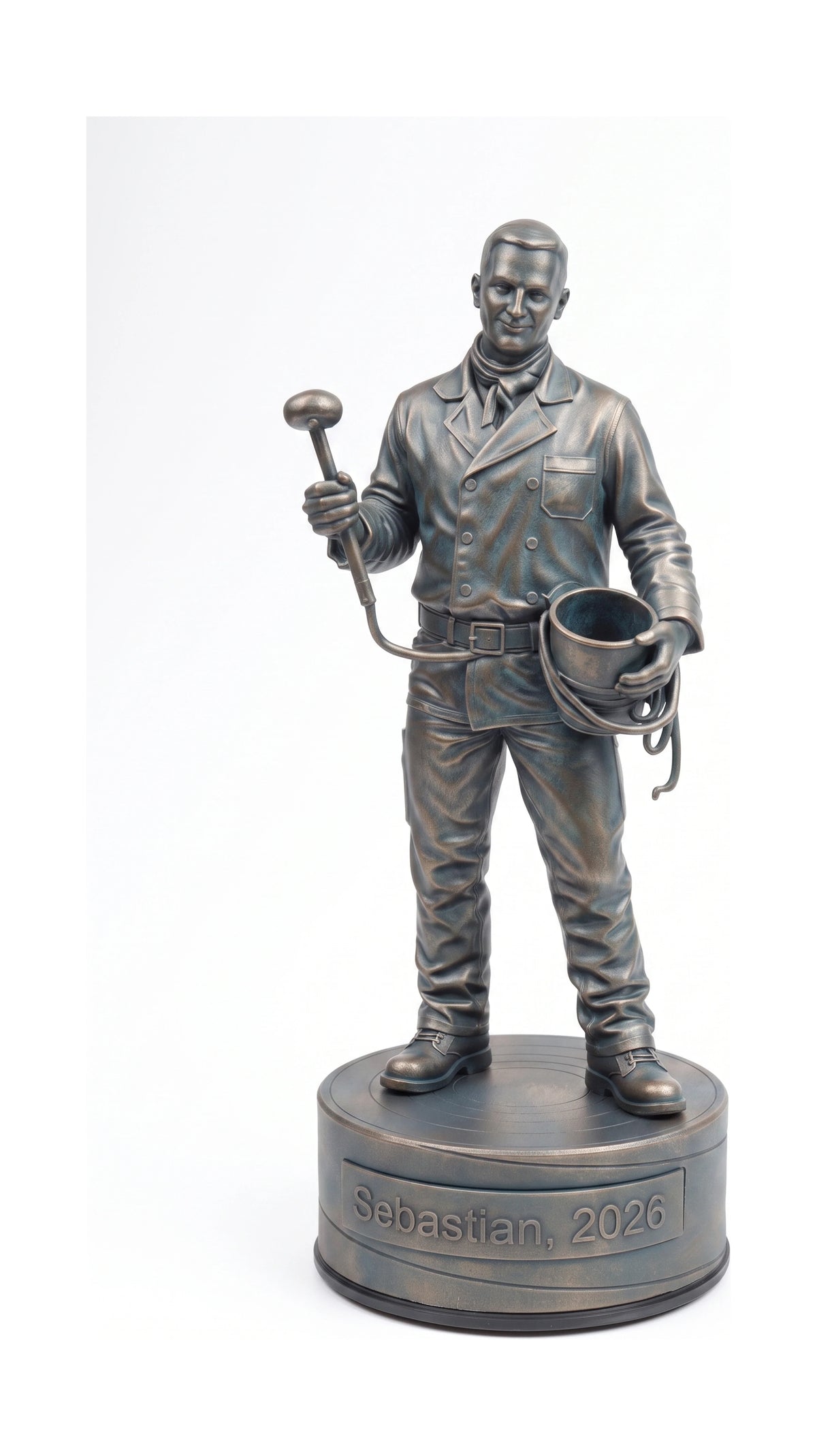 Skorstensfejerfigur han – hvid baggrund, stående