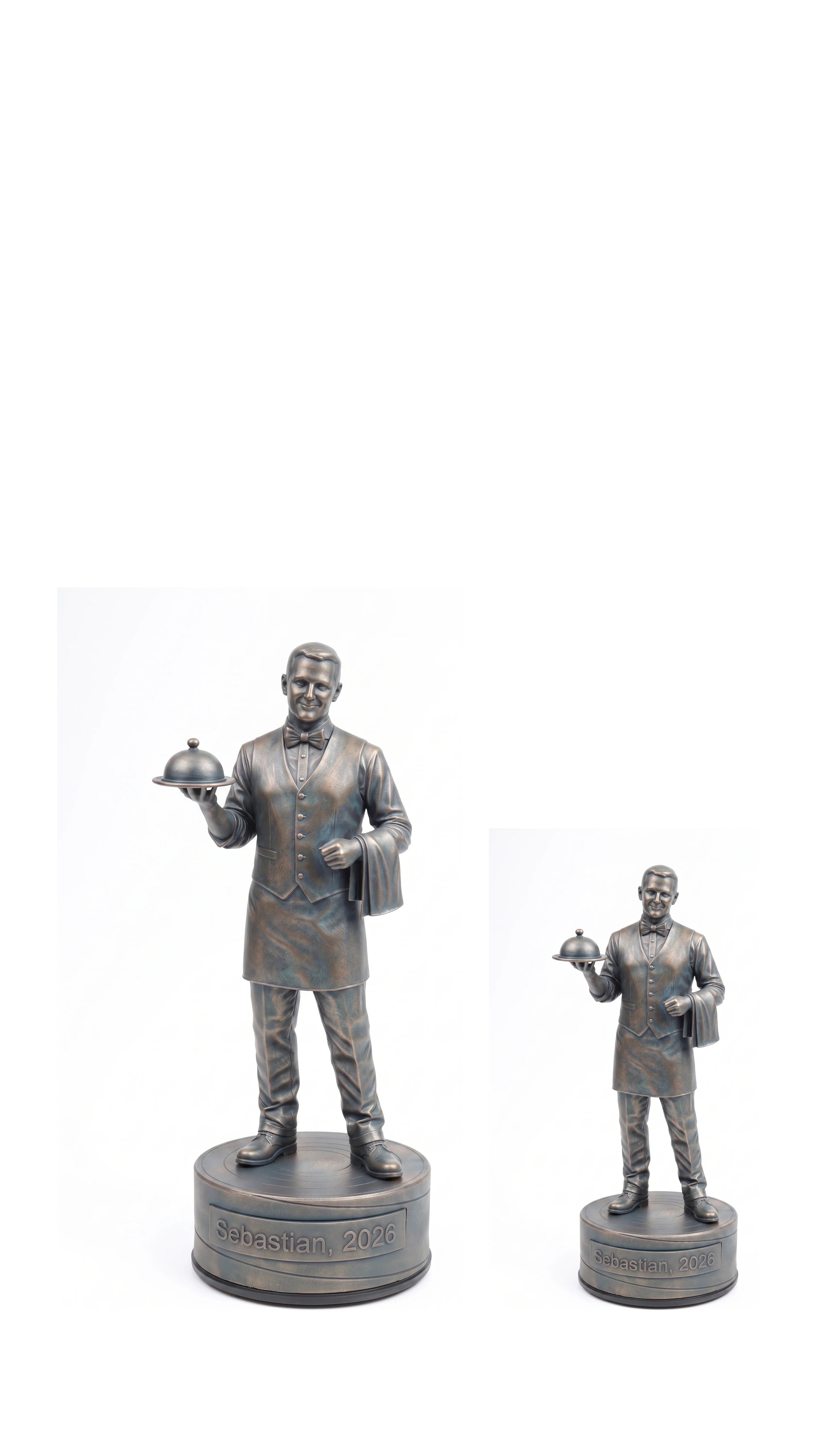 Tjenerfigur han – duo, hvid baggrund