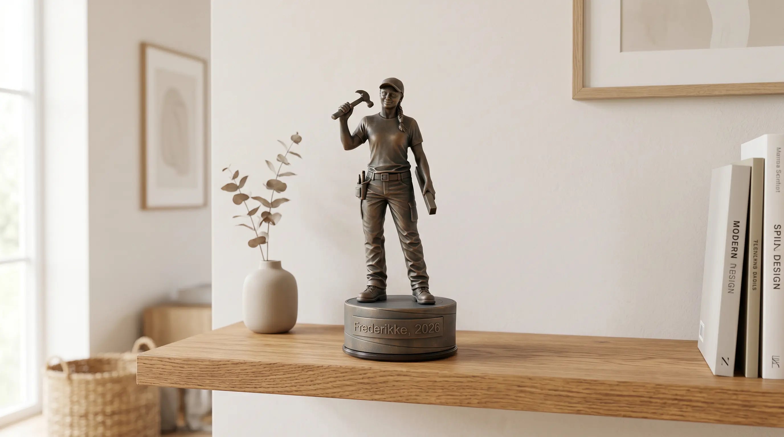 Svendegave til tømrer – kvindelig figur – Udlært