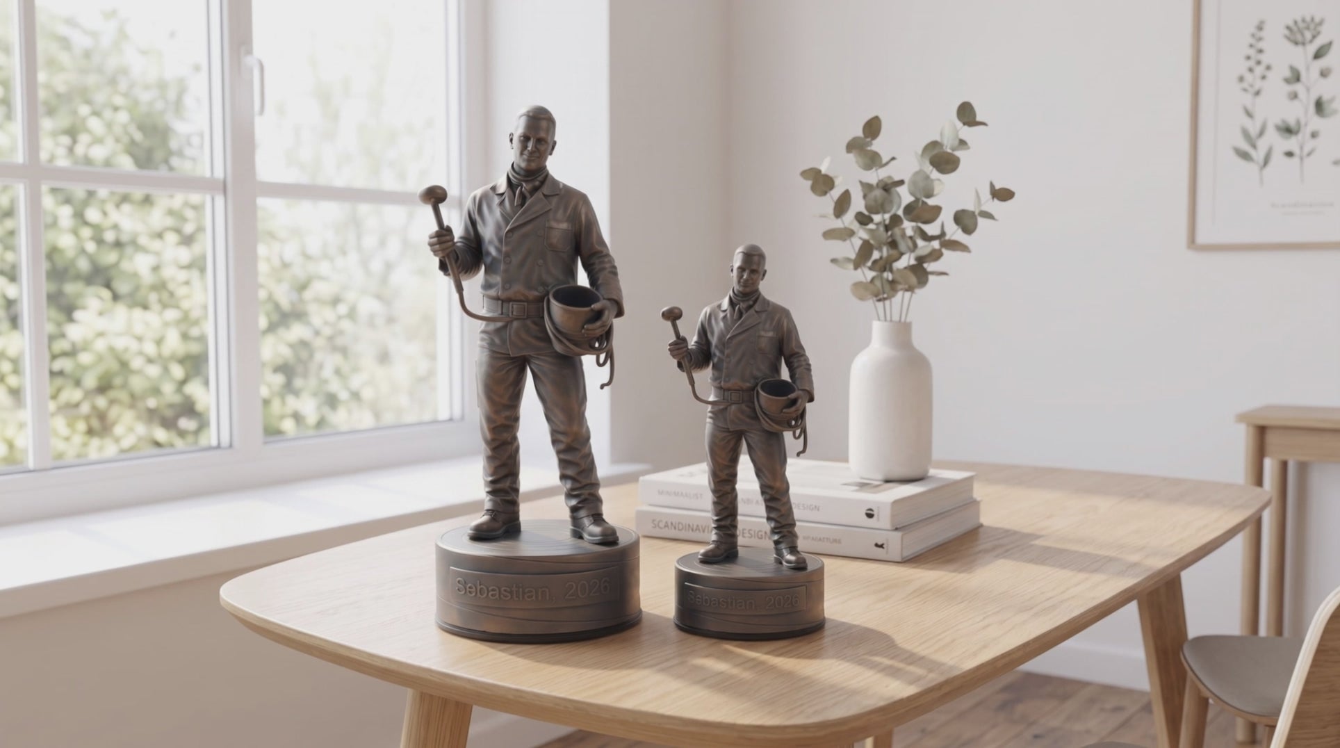 Indlæs video: Skorstensfejerfigur – video med 24 cm og 16 cm bronzefigur